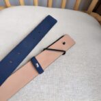 Prada 帆布三角形徽标腰带  蓝色黑边 - 图片 3