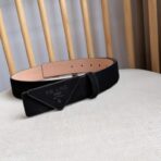 Prada 帆布三角形徽标腰带  黑色白边 - 图片 2