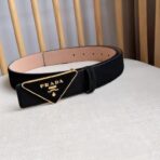 Prada 帆布三角形徽标腰带  黑色金边 - 图片 2
