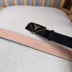 Prada 帆布三角形徽标腰带  黑色金边 - 图片 3