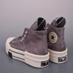 Rick Owens DRKSHDW x Converse Chuck 70 DBL Drksta 简约潮流 高帮休闲帆布鞋 灰紫色 - 图片 4