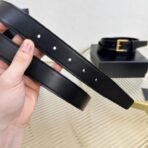 SAINT LAURENT（圣罗兰）黑色粒面皮革方形针扣腰带 - 图片 3