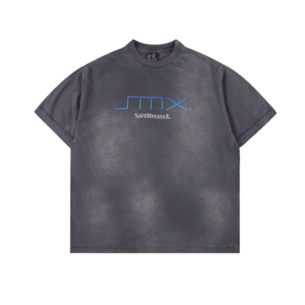 SAINT MICHAEL 24SS SMX6蓝字母印花短袖