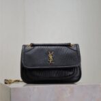 Saint Laurent Niki Baby 黑色裂纹皮革金扣链条单肩包