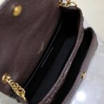 Saint Laurent Niki Small 深棕色裂纹皮革金扣链条单肩包 - Image 4