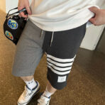 THOM BMOMTHE汤姆布朗 黑灰双拼色织短裤 - Imagem 4