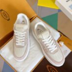 TODS托德斯24年最新爆款51K饼干鞋豆豆底拼色休闲运动鞋 浅粉色