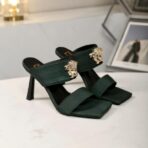 VERSACE Medusa Aevitas Mule Sandals 深绿色蛇纹皮革美杜莎装饰高跟穆勒鞋 - 图片 4