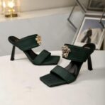 VERSACE Medusa Aevitas Mule Sandals 深绿色蛇纹皮革美杜莎装饰高跟穆勒鞋 - 图片 3