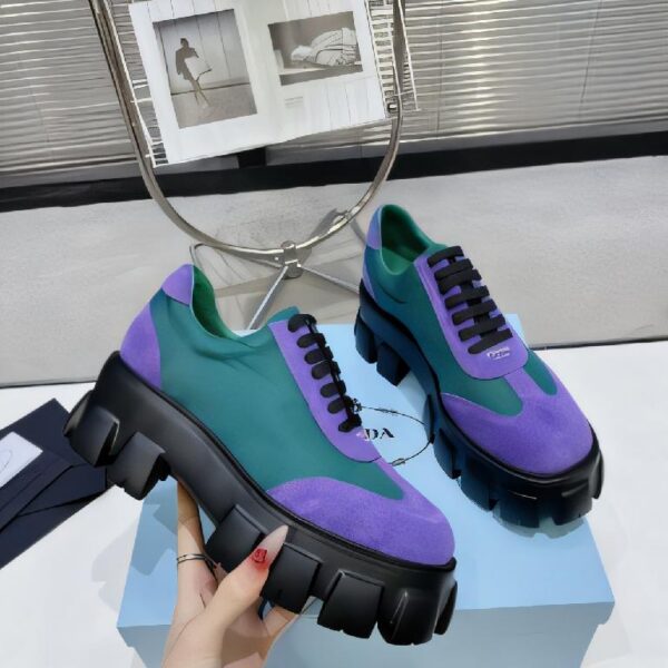 prada2024秋冬厚底乐福鞋新品紫色