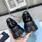 p家2024秋冬厚底乐福鞋新品黑色亮面 - 图片 2