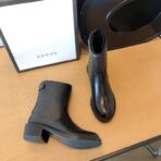 【GUCCI】经典后拉链毛里中靴骑士靴 - 图片 2