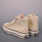 冬季新款 金扣皮加毛款 Converse Chuck 1970s 加毛款杏色 - Imagem 4
