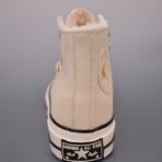 冬季新款 金扣皮加毛款 Converse Chuck 1970s 加毛款杏色 - Imagem 2