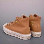 匡威  Converse All Star LIFT 厚底皮面鞋棕色 - 图片 2