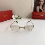 卡地亚（Cartier）C de Cartier 系列无框金属太阳镜 浅黄色渐变镜片