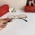 卡地亚（Cartier）C de Cartier 系列无框金属太阳镜 浅黄色渐变镜片 - 图片 3