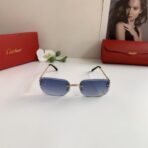 卡地亚（Cartier）C de Cartier 系列无框金属太阳镜 蓝色渐变镜片 - Imagem 4