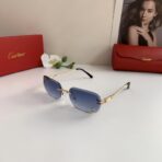 卡地亚（Cartier）C de Cartier 系列无框金属太阳镜 蓝色渐变镜片