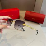 卡地亚（Cartier）Panthère 系列无框金色链条装饰渐变镜片太阳镜 - 图片 4