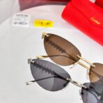 卡地亚（Cartier）Panthère 系列铆钉链条装饰无框猫眼太阳镜 - 图片 2