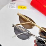 卡地亚（Cartier）Panthère 系列铆钉链条装饰无框猫眼太阳镜 - 图片 3