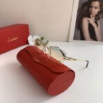 卡地亚（Cartier）无框金属链饰太阳镜  浅黄色 - 图片 4