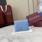 古驰（Gucci）GG Marmont 系列浅蓝色绗缝皮革短款钱包 - 图片 2