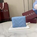 古驰（Gucci）GG Marmont 系列浅蓝色绗缝皮革短款钱包 - 图片 4