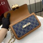 古驰（Gucci）GG Marmont 系列牛仔蓝 GG 帆布配棕色皮革单肩斜挎包 - Imagem 3