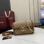古驰（Gucci）GG Monogram pvc  双 G 标识帆布棕色老花链条单肩包