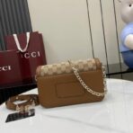 古驰（Gucci）GG Monogram pvc  双 G 标识帆布棕色老花链条单肩包 - 图片 4