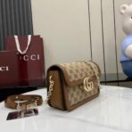 古驰（Gucci）GG Monogram pvc  双 G 标识帆布棕色老花链条单肩包 - 图片 2