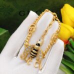 古驰（Gucci）蜜蜂双 G 水晶装饰金色链条手链 - 图片 3