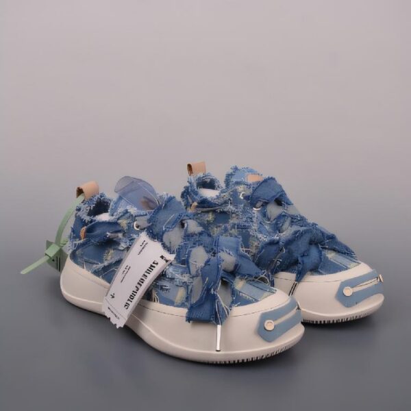 xVESSEL G.O.P. Low 系列厚底开口笑扎染牛仔休闲鞋（蓝白配色款）