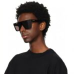 圣罗兰SL 500 系列黑色醋酸纤维 Oversize 方形太阳镜 - 图片 4