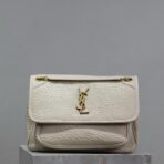 圣罗兰（Saint Laurent）NIKI 复古白色粒面小羊皮链条包  大号