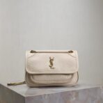 圣罗兰（Saint Laurent）Niki Mini 奶白色粒面小羊皮链条包