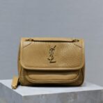 圣罗兰（Saint Laurent）Niki 中号黄棕色粒面小羊皮链条包
