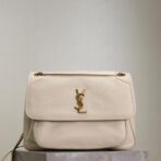 圣罗兰（Saint Laurent）Niki 奶白色粒面小羊皮链条包