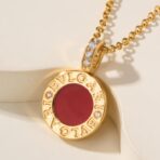 宝格丽双面钱币红白贝母项链