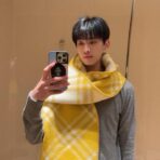 巴宝莉(Burberry) 全智贤同款双面格子围巾 梨梨黄 - Imagem 3