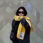 巴宝莉(Burberry) 全智贤同款双面格子围巾 梨梨黄 - Imagem 4