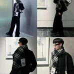 巴宝莉(Burberry) 全智贤同款双面格子围巾 黑色 - 图片 4