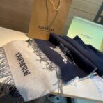 巴宝莉(Burberry) 双面双色提花羊绒围巾 蓝白拼色 - 图片 3