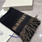 巴宝莉(Burberry) 双面双色提花羊绒围巾 黑杏拼色