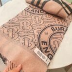 巴宝莉(Burberry) 双面徽章格子羊绒围巾 浅粉黑拼色 - 图片 4