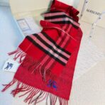 巴宝莉(Burberry) 双面格纹金属线羊绒围巾 红色 - 图片 3