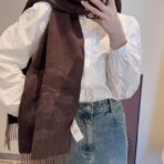 巴宝莉(Burberry) 双面秋冬围巾 棕褐深棕拼色 - 图片 4