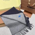 巴宝莉(Burberry) 双面素色马术骑士徽标刺绣长巾 暗蓝 - Imagem 2